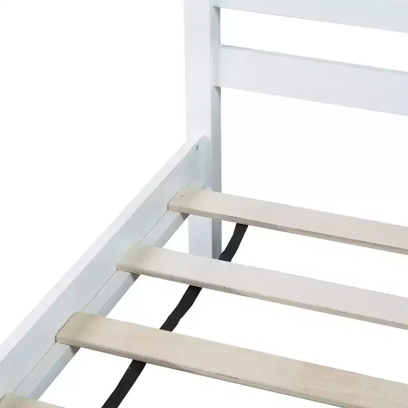 Cadre de lit plateforme double VECELO avec tête de lit à lattes horizontales, pas besoin de sommier tapissier, lit en bois pour chambre d'enfant