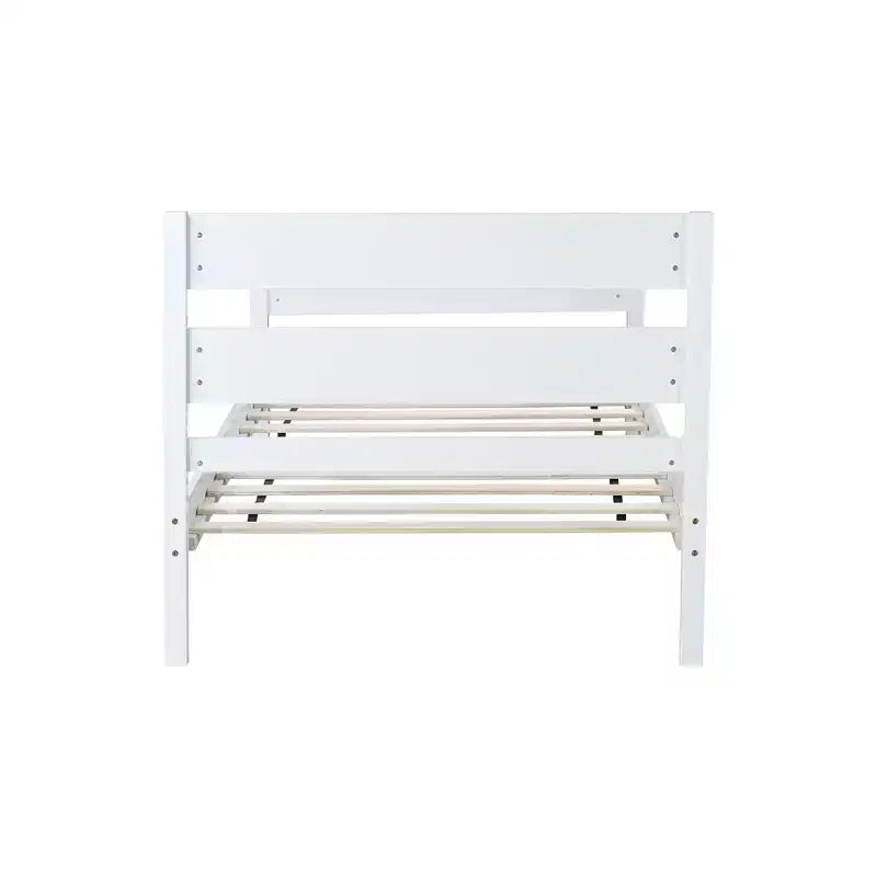 Cadre de lit plateforme double VECELO avec tête de lit à lattes horizontales, pas besoin de sommier tapissier, lit en bois pour chambre d'enfant