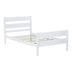 Cadre de lit plateforme double VECELO avec tête de lit à lattes horizontales, pas besoin de sommier tapissier, lit en bois pour chambre d'enfant