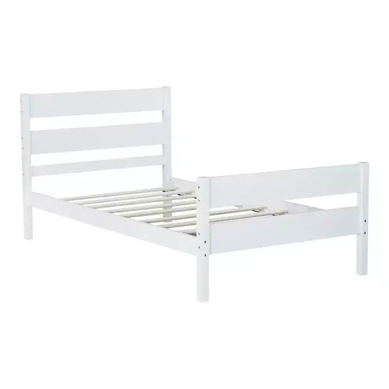 Cadre de lit plateforme double VECELO avec tête de lit à lattes horizontales, pas besoin de sommier tapissier, lit en bois pour chambre d'enfant