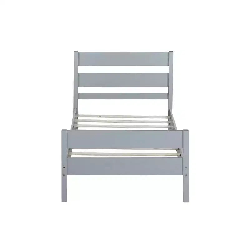 Cadre de lit plateforme double VECELO avec tête de lit à lattes horizontales, pas besoin de sommier tapissier, lit en bois pour chambre d'enfant