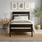 Cadre de lit plateforme double VECELO avec tête de lit à lattes horizontales, pas besoin de sommier tapissier, lit en bois pour chambre d'enfant