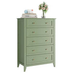 5-Drawer 42.5-Inch Tall Dresser for Bedroom, Wooden Storage Cabinet with 11.9-Inch Deep Drawers & Gold Metal Knobs, Ideal for Entryway, or Hallway
