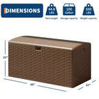Boîte de rangement de terrasse en résine Acekool étanche de 378 litres avec serrure pour coussins, outils de jardin, accessoires de piscine, marron