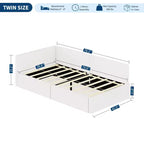 Canapé-lit d'angle double avec tête de lit capitonnée en velours, lit de repos avec barrière réglable pour chambre d'enfant, de garçon, de fille et chambre d'amis