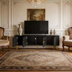 JVNOXK Meuble TV Minimaliste 78,7'' pour TV jusqu'à 85 Pouces, Meuble TV Moderne avec 4 Armoires Spacieuses pour Salon