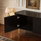 JVNOXK Meuble TV Minimaliste 78,7'' pour TV jusqu'à 85 Pouces, Meuble TV Moderne avec 4 Armoires Spacieuses pour Salon