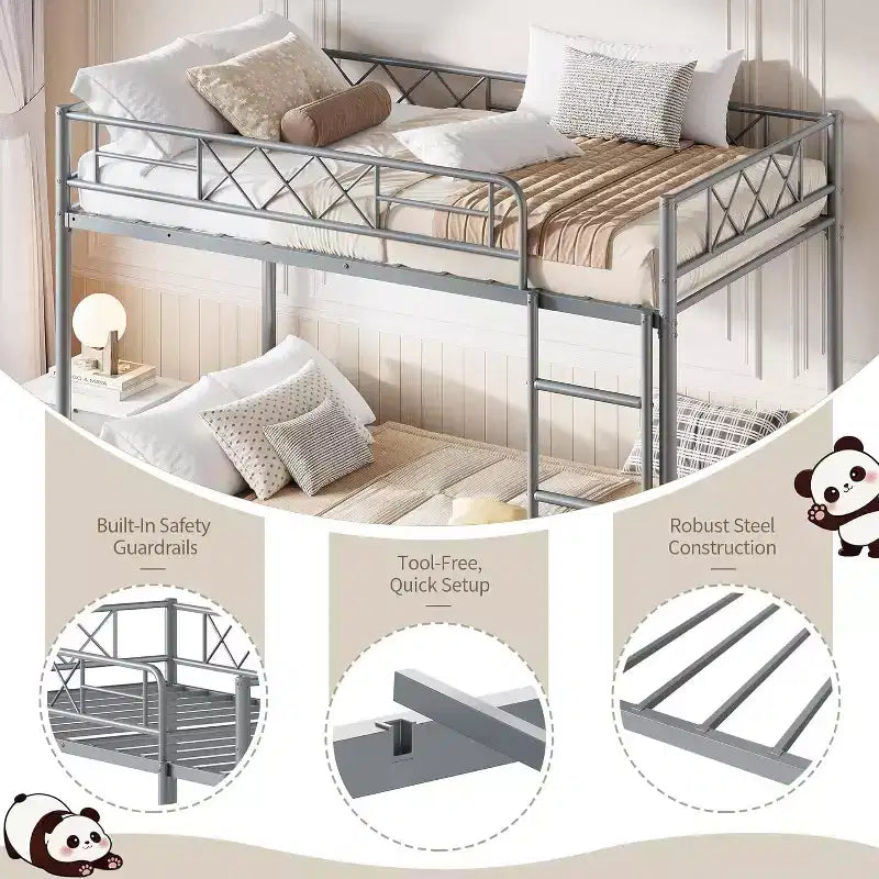 GuatoWave Lit Superposé Double Robuste Gain de Place avec Escalier pour Adultes, Adolescents et Enfants
