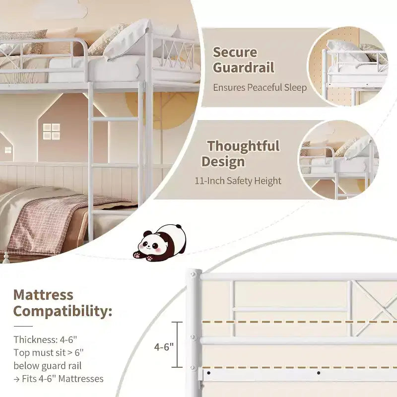 GuatoWave Lit Superposé Double Robuste Gain de Place avec Escalier pour Adultes, Adolescents et Enfants