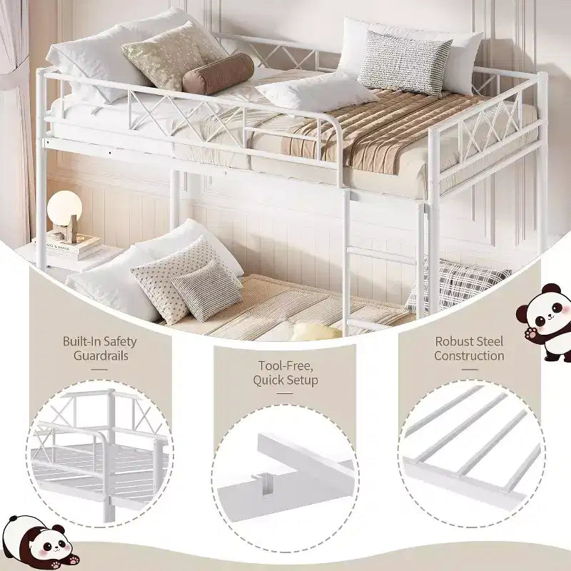 GuatoWave Lit Superposé Double Robuste Gain de Place avec Escalier pour Adultes, Adolescents et Enfants