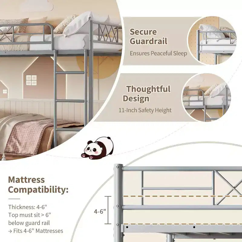 GuatoWave Lit Superposé Double Robuste Gain de Place avec Escalier pour Adultes, Adolescents et Enfants