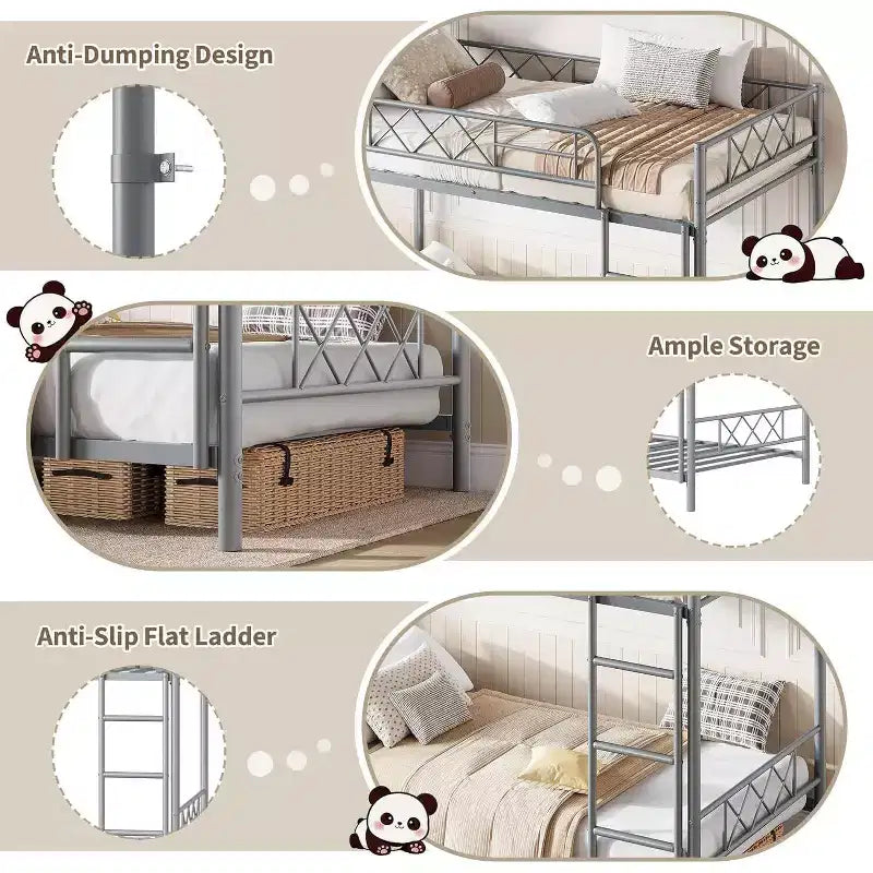 GuatoWave Lit Superposé Double Robuste Gain de Place avec Escalier pour Adultes, Adolescents et Enfants