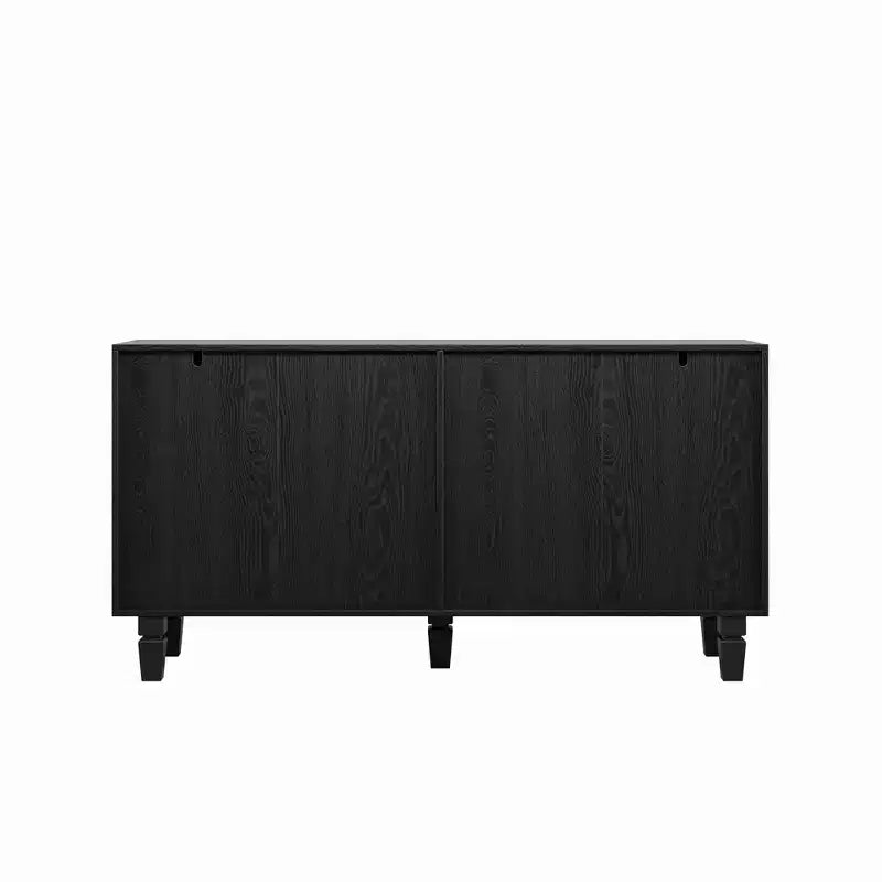 Buffet Makena moderne GDFStudio de 150 cm avec 4 portes à motif soleil et pieds en bois massif