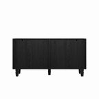 Buffet Makena moderne GDFStudio de 150 cm avec 4 portes à motif soleil et pieds en bois massif