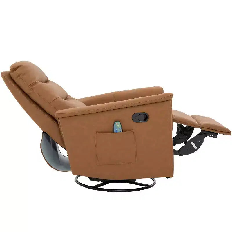 Fauteuil inclinable manuel rembourré en bouclette moderne, fauteuil inclinable berçant pivotant avec massage et dossier réglable pour salon-Panipeachy