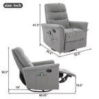 Fauteuil inclinable manuel rembourré en bouclette moderne, fauteuil inclinable berçant pivotant avec massage et dossier réglable pour salon-Panipeachy