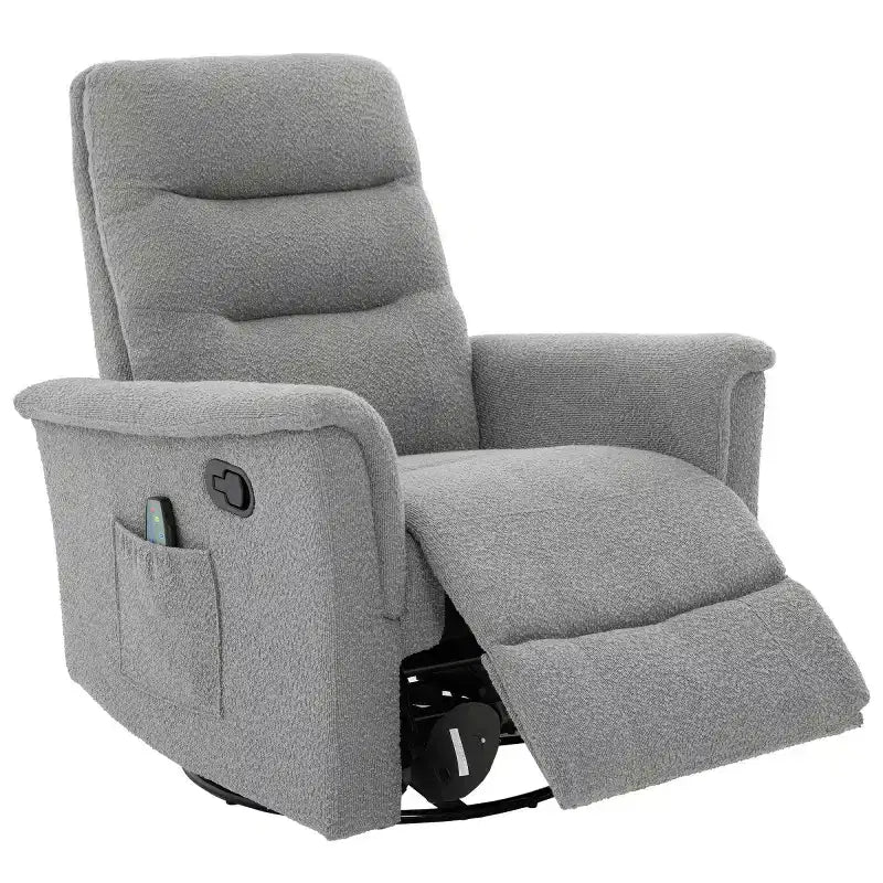 Fauteuil inclinable manuel rembourré en bouclette moderne, fauteuil inclinable berçant pivotant avec massage et dossier réglable pour salon-Panipeachy