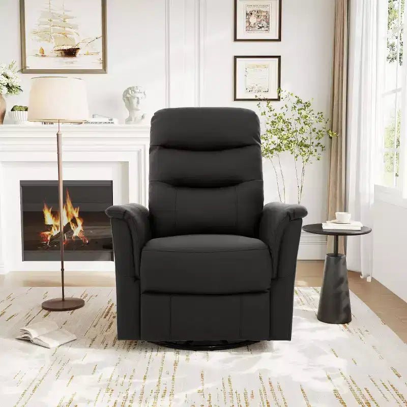 Fauteuil inclinable manuel rembourré en bouclette moderne, fauteuil inclinable berçant pivotant avec massage et dossier réglable pour salon-Panipeachy
