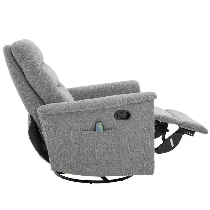 Fauteuil inclinable manuel rembourré en bouclette moderne, fauteuil inclinable berçant pivotant avec massage et dossier réglable pour salon-Panipeachy