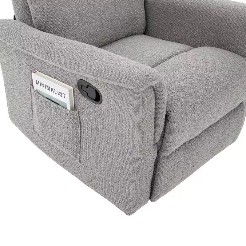 Fauteuil inclinable manuel rembourré en bouclette moderne, fauteuil inclinable berçant pivotant avec massage et dossier réglable pour salon-Panipeachy