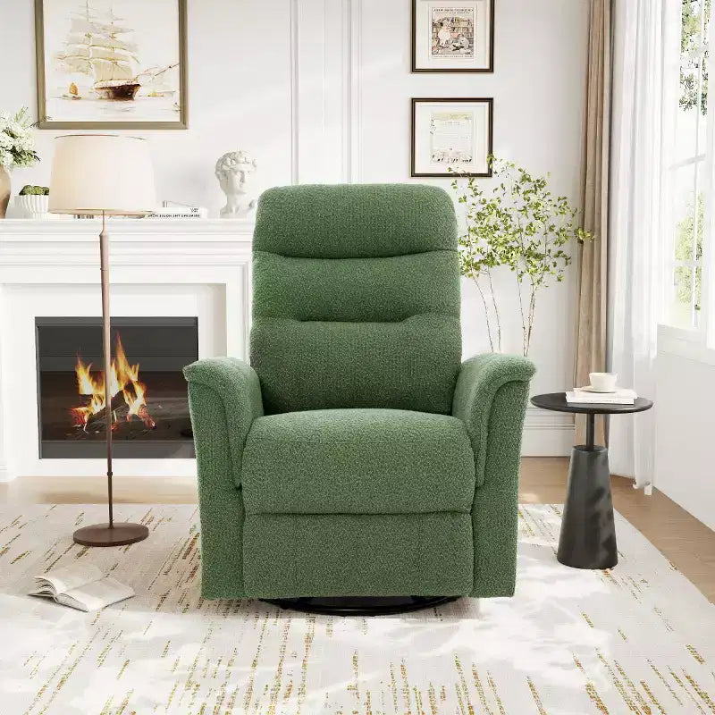 Fauteuil inclinable manuel rembourré en bouclette moderne, fauteuil inclinable berçant pivotant avec massage et dossier réglable pour salon-Panipeachy