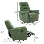 Fauteuil inclinable manuel rembourré en bouclette moderne, fauteuil inclinable berçant pivotant avec massage et dossier réglable pour salon-Panipeachy