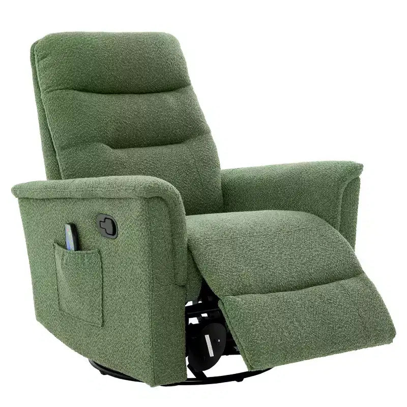 Fauteuil inclinable manuel rembourré en bouclette moderne, fauteuil inclinable berçant pivotant avec massage et dossier réglable pour salon-Panipeachy