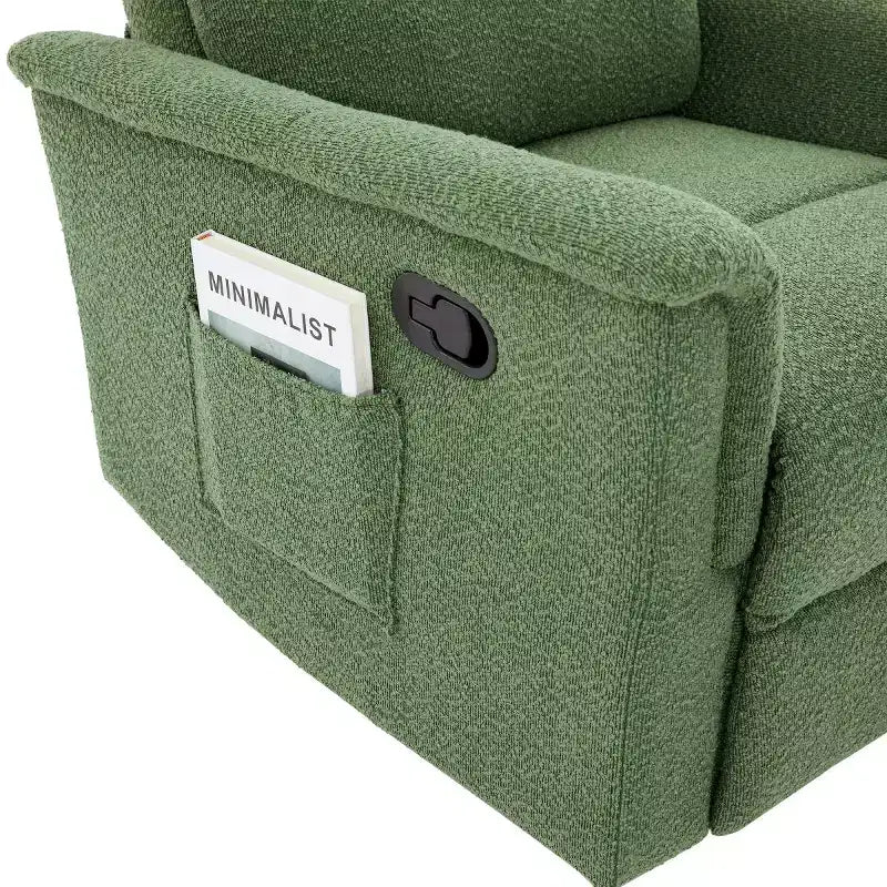 Fauteuil inclinable manuel rembourré en bouclette moderne, fauteuil inclinable berçant pivotant avec massage et dossier réglable pour salon-Panipeachy