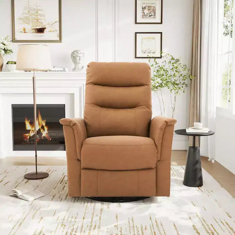 Fauteuil inclinable manuel rembourré en bouclette moderne, fauteuil inclinable berçant pivotant avec massage et dossier réglable pour salon-Panipeachy