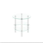 Table basse ovale transparente à 3 niveaux en verre, table moderne en verre trempé avec pieds en acier inoxydable pour salon ou bureau
