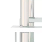 Table basse en verre trempé blanc transparent de 45 cm, table d'appoint carrée à 2 niveaux avec pieds en métal pour salon chambre
