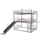 Lit mezzanine en métal pleine grandeur Luxystar avec toboggan et échelle pour chambre d'enfant, noir