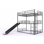 Lit mezzanine en métal pleine grandeur Luxystar avec toboggan et échelle pour chambre d'enfant, noir