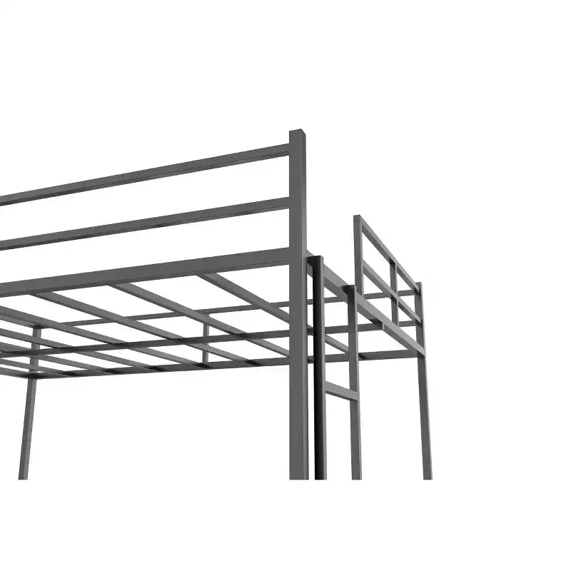 Lit mezzanine en métal pleine grandeur Luxystar avec toboggan et échelle pour chambre d'enfant, noir