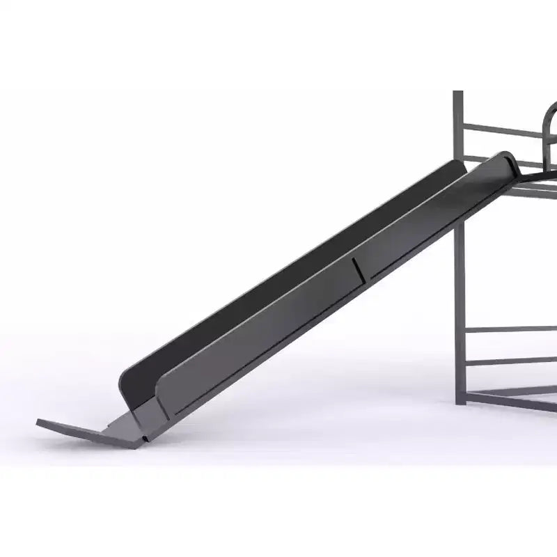 Lit mezzanine en métal pleine grandeur Luxystar avec toboggan et échelle pour chambre d'enfant, noir