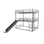 Lit mezzanine en métal pleine grandeur Luxystar avec toboggan et échelle pour chambre d'enfant, noir