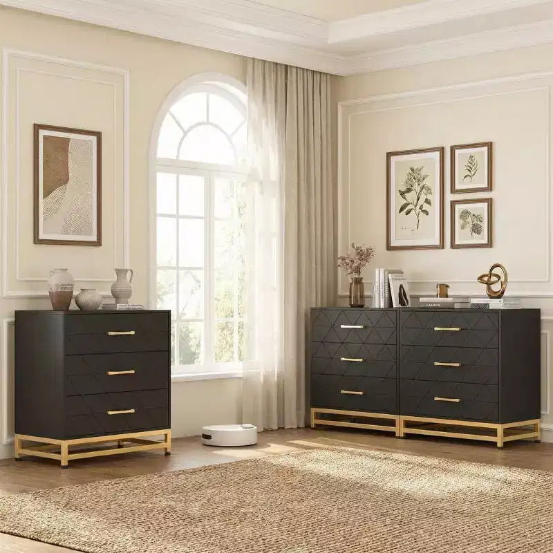 Commode à 3 tiroirs pour Chambre et Dressing, Chiffonnier Haut et Étroit avec Fermeture Douce et Kit Anti-Basculement, 72,9 cm de Haut, Organiseur de Rangement peu Encombrant