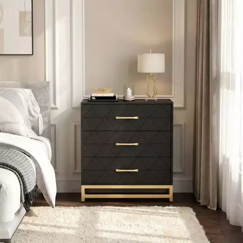 Commode à 3 tiroirs pour Chambre et Dressing, Chiffonnier Haut et Étroit avec Fermeture Douce et Kit Anti-Basculement, 72,9 cm de Haut, Organiseur de Rangement peu Encombrant