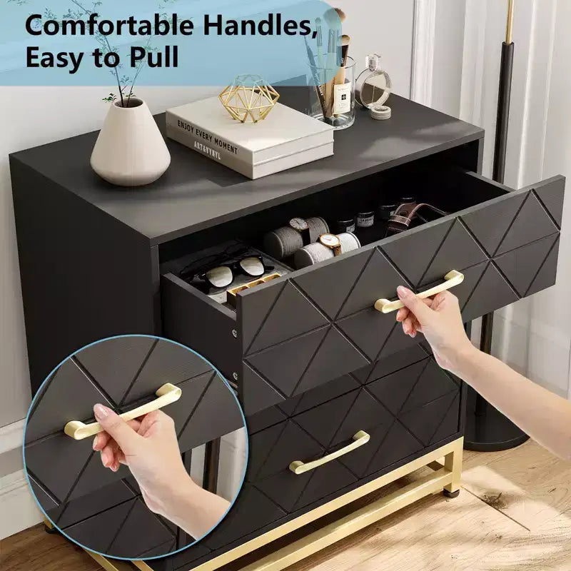 Commode à 3 tiroirs pour Chambre et Dressing, Chiffonnier Haut et Étroit avec Fermeture Douce et Kit Anti-Basculement, 72,9 cm de Haut, Organiseur de Rangement peu Encombrant