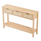 Console GDFStudio Leonid moderne en bois et rotin avec 3 tiroirs