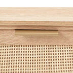 Console GDFStudio Leonid moderne en bois et rotin avec 3 tiroirs