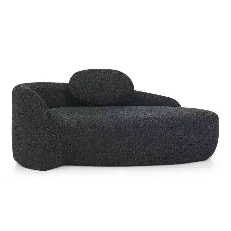 Petit canapé moderne ovale en tissu bouclé, fauteuil d'appoint compact avec accoudoirs latéraux et coussin pour salon et chambre à coucher-Panipeachy