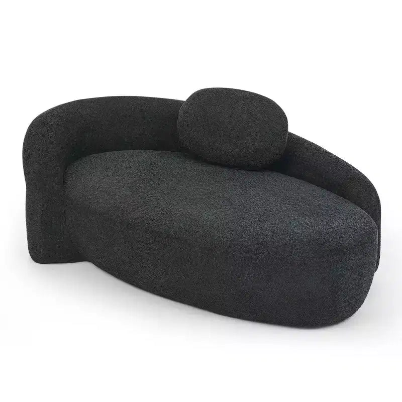 Petit canapé moderne ovale en tissu bouclé, fauteuil d'appoint compact avec accoudoirs latéraux et coussin pour salon et chambre à coucher-Panipeachy