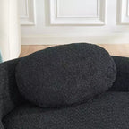 Petit canapé moderne ovale en tissu bouclé, fauteuil d'appoint compact avec accoudoirs latéraux et coussin pour salon et chambre à coucher-Panipeachy