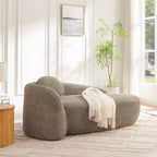 Petit canapé moderne ovale en tissu bouclé, fauteuil d'appoint compact avec accoudoirs latéraux et coussin pour salon et chambre à coucher-Panipeachy