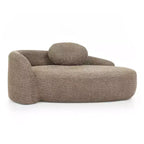 Petit canapé moderne ovale en tissu bouclé, fauteuil d'appoint compact avec accoudoirs latéraux et coussin pour salon et chambre à coucher-Panipeachy