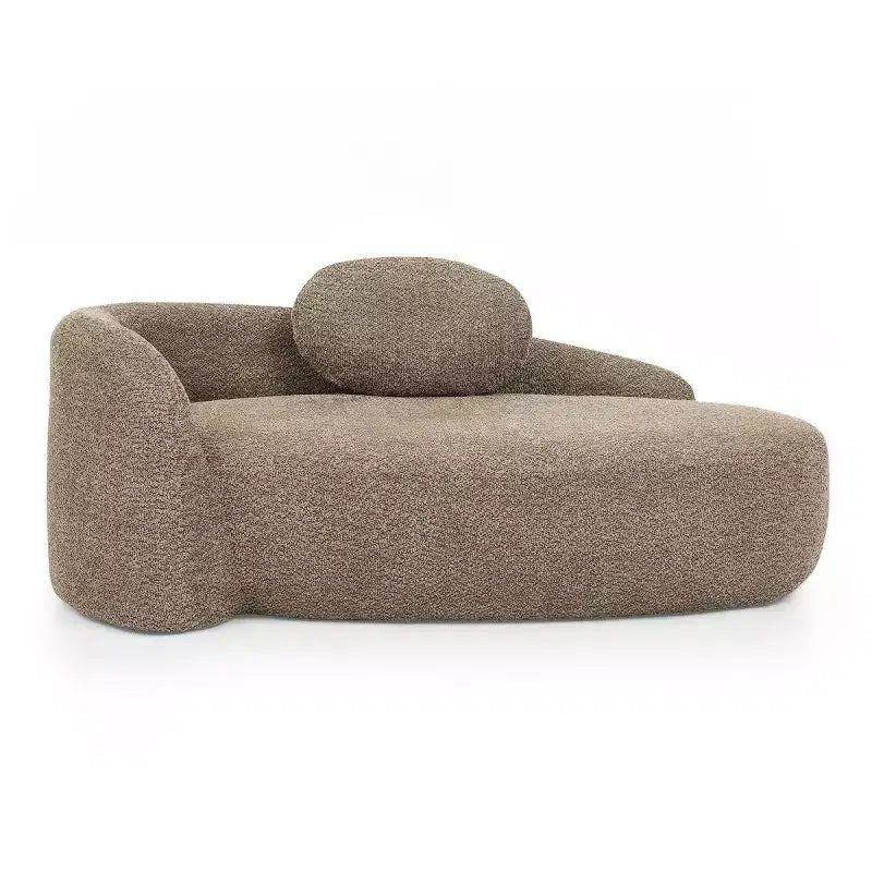 Petit canapé moderne ovale en tissu bouclé, fauteuil d'appoint compact avec accoudoirs latéraux et coussin pour salon et chambre à coucher-Panipeachy