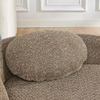 Petit canapé moderne ovale en tissu bouclé, fauteuil d'appoint compact avec accoudoirs latéraux et coussin pour salon et chambre à coucher-Panipeachy