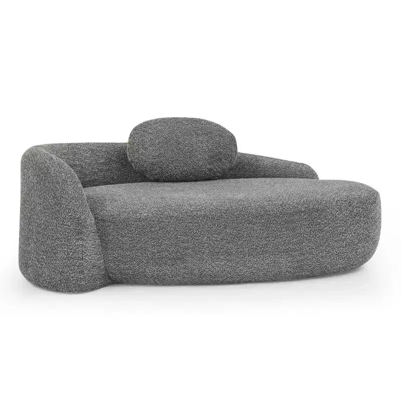 Petit canapé moderne ovale en tissu bouclé, fauteuil d'appoint compact avec accoudoirs latéraux et coussin pour salon et chambre à coucher-Panipeachy