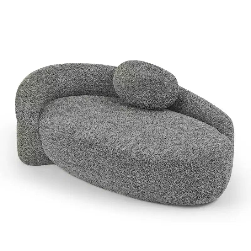 Petit canapé moderne ovale en tissu bouclé, fauteuil d'appoint compact avec accoudoirs latéraux et coussin pour salon et chambre à coucher-Panipeachy